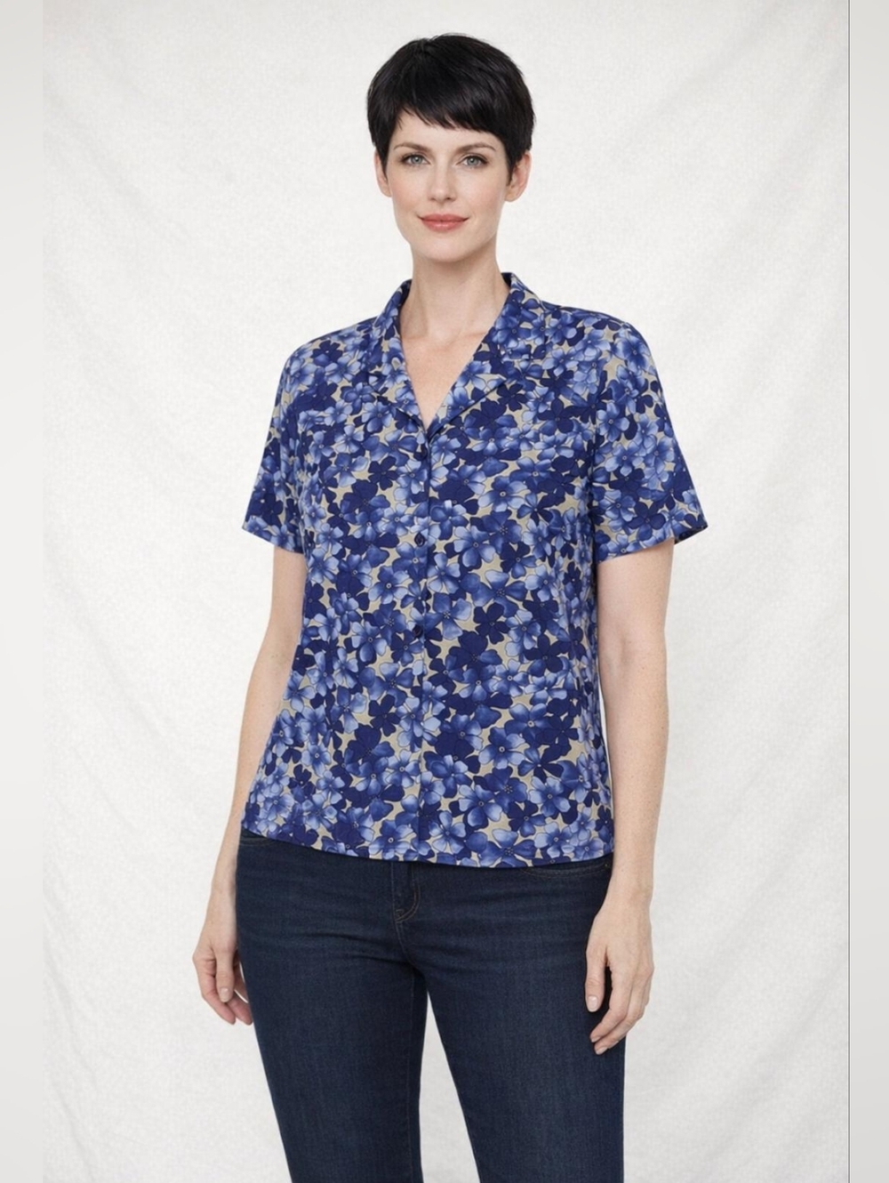 Sag Harbor Blue Floral Button-Down Shirt